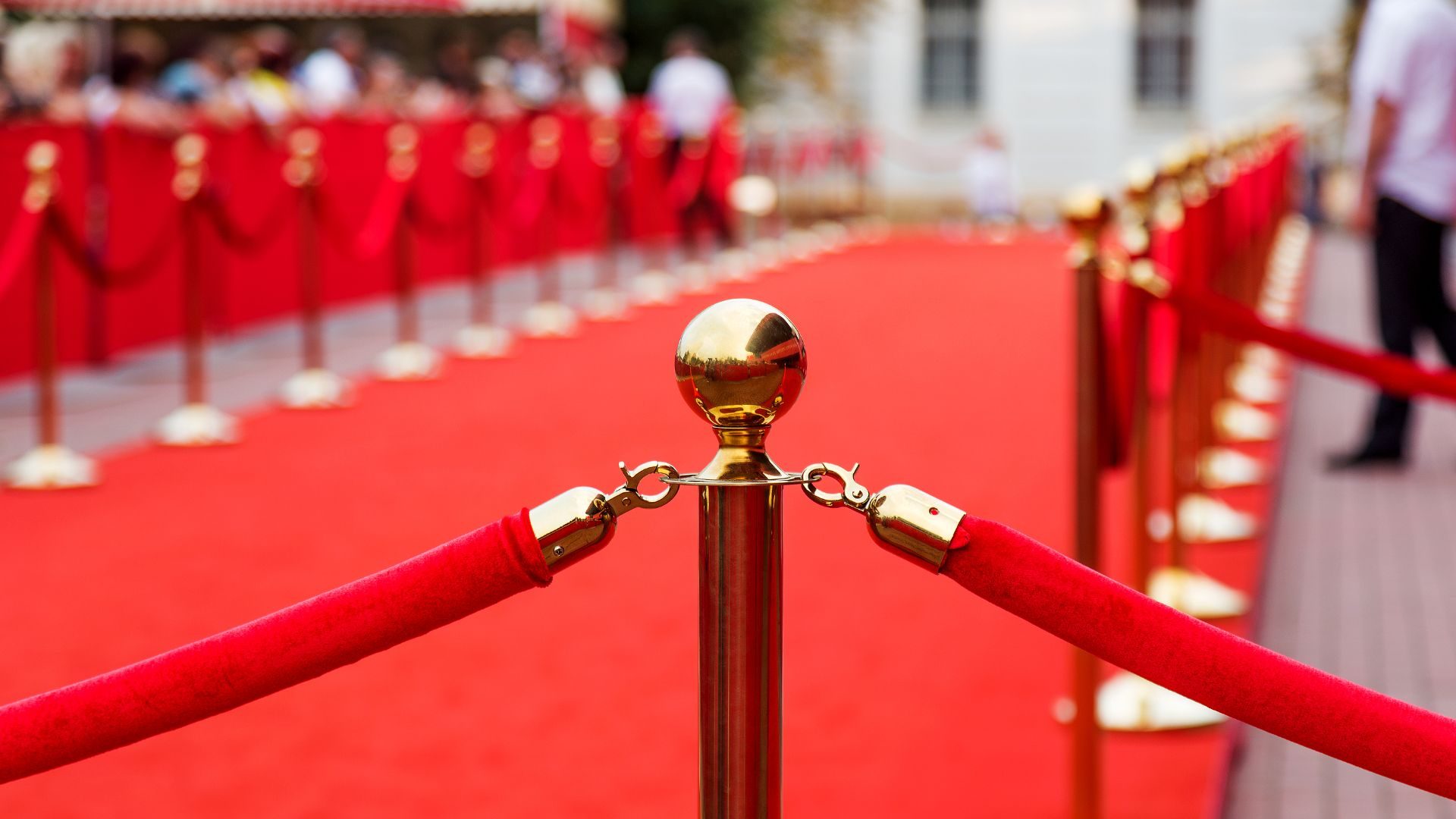 A close up image of a red carpet