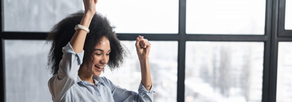 Someone celebrating a victory they managed to achieve.