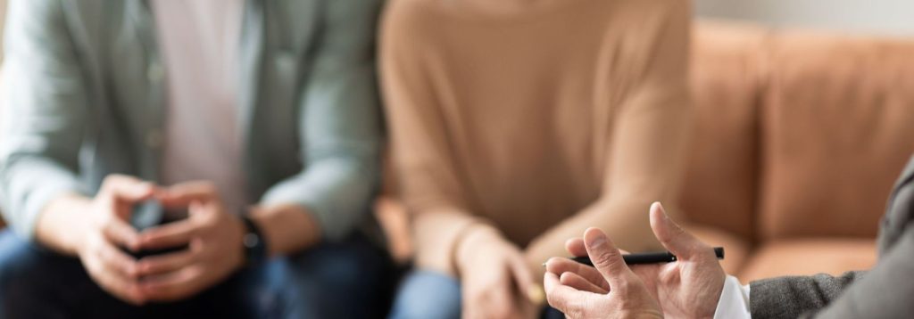 A couple at marriage counseling.