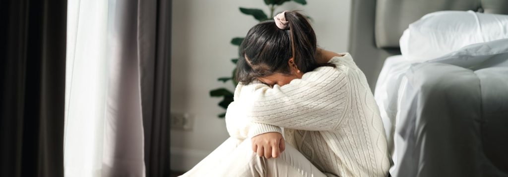 Someone feeling shame or guilt from ritual sexual abuse trauma.