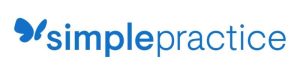 Simple Practice Logo - Blue Words And A Blue Butterfly.
